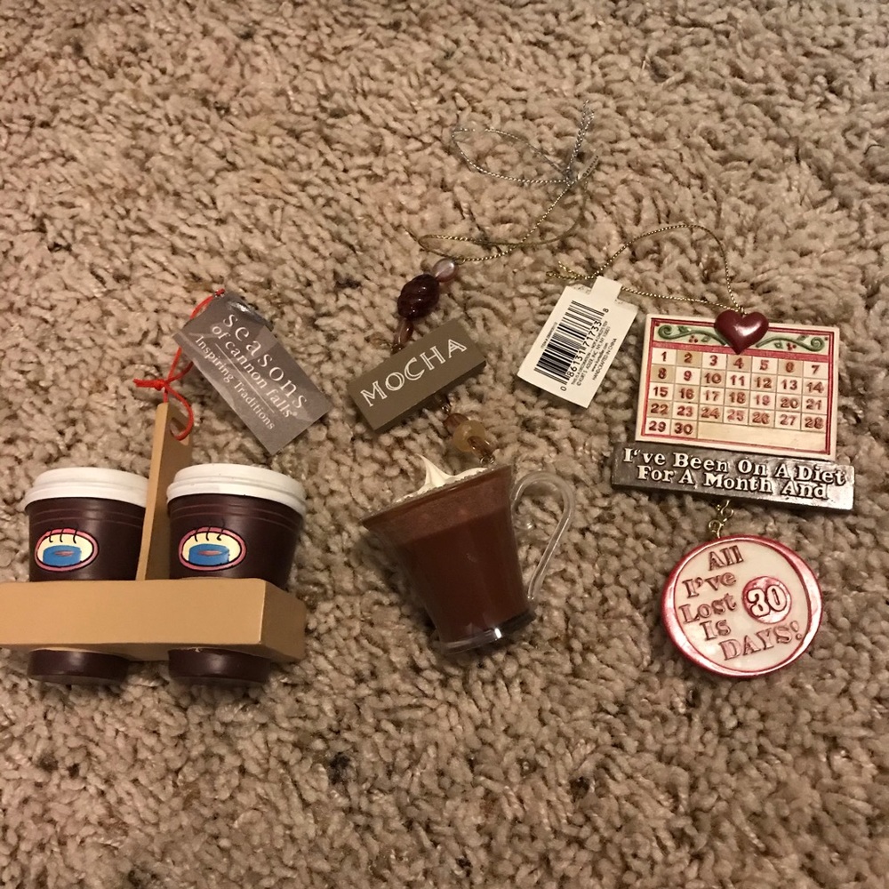 Bundle 3 Coffee Mocha Diet Christmas Ornaments NWT - Picture 1 of 4